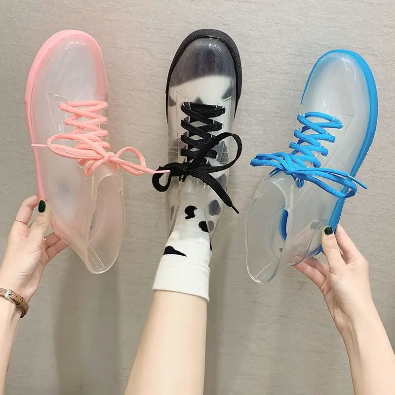 

Rainshoes for Women Wearing Transparent and Cute Adult Short Sleeved Women's Shoes Anti-skid Rubber Overshoes Fashionable Style