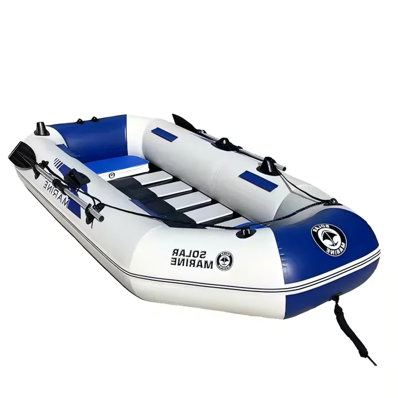 Radeau Marin Solaire en PVC de 3m, Ensemble Gonflable, Bateau à Rames pour Adultes, Kayak, Canoë, Pêche, Dérive Pliable