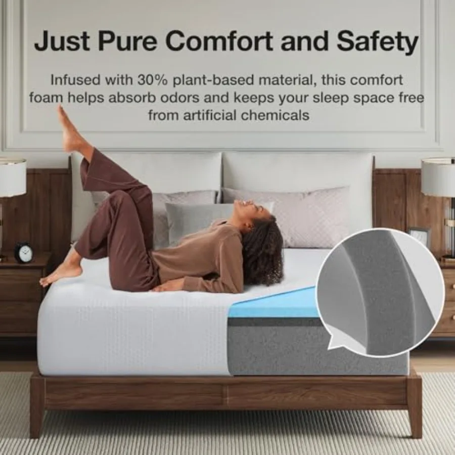 King Size Mattress in a Box 14 Inch King Mattress Gel Memory Foam Mattresses for Cooling Night Sleep Pressure Relief CertiPURUS