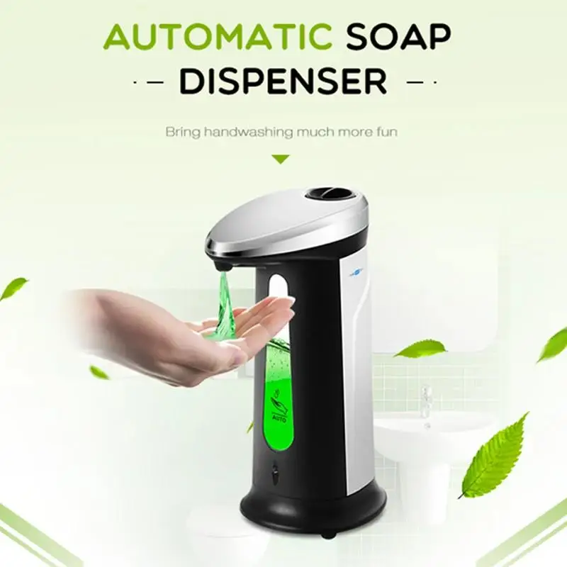 자동 액체 비누 디펜서 스마트 센서, ABS 전기도금 소독제 디스펜서, 주방 욕실용 병, 400ml