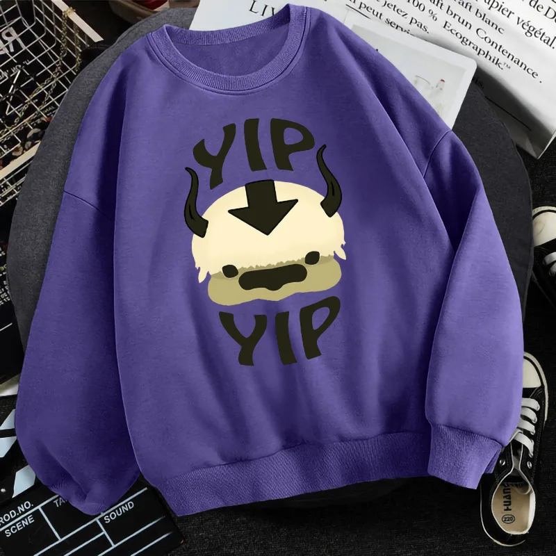 Simple Animal Letter Printed Pullover Women Fashion O-Neck Casual Loose Sweatshirts Autumn Winter Warm Plush Tops Cotton Outwear