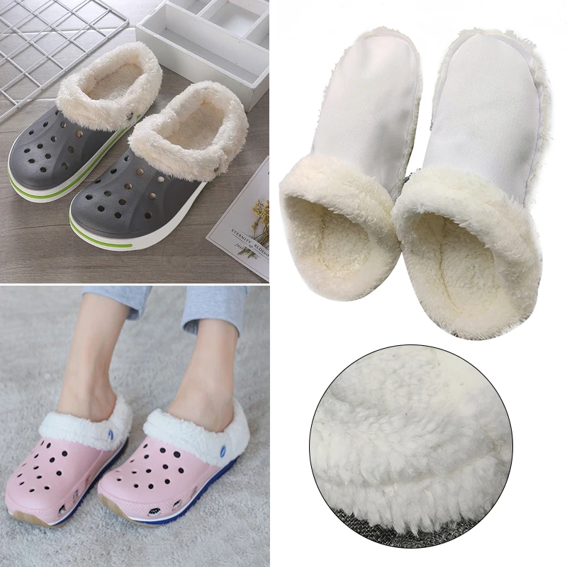 Croc Detachable Fur Lining Shoelace Cotton Cover Velvet Insole Plush Lining Winter Men Women Slippers Fluff Cover shoe insoles shoe covers