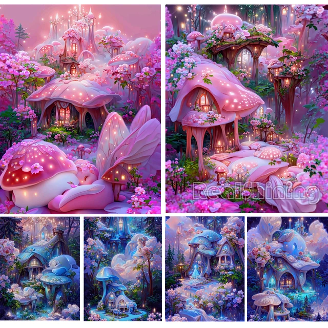  4 Pack 3D Diamond Painting Pink Mushrooms 16X20inch 5D Fantasy  Diamond Art Kits for Adults Castle Diamond Painting Mushroom House Diamond  Painting Kits Rhinestone Diamond Painting Kits Landscape : Everything Else