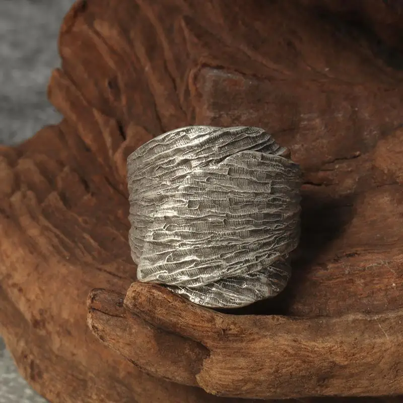 original non-inlaid leaf opening adjustable ring Chinese palace style unique craftsmanship exquisite silver jewelry silver ring silver rings