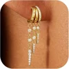 Boucles d'oreilles Triple Huggie plaquées or 14 carats pour femmes, chaîne scintillante CZ, pompon hypoallergénique, bijoux cadeaux