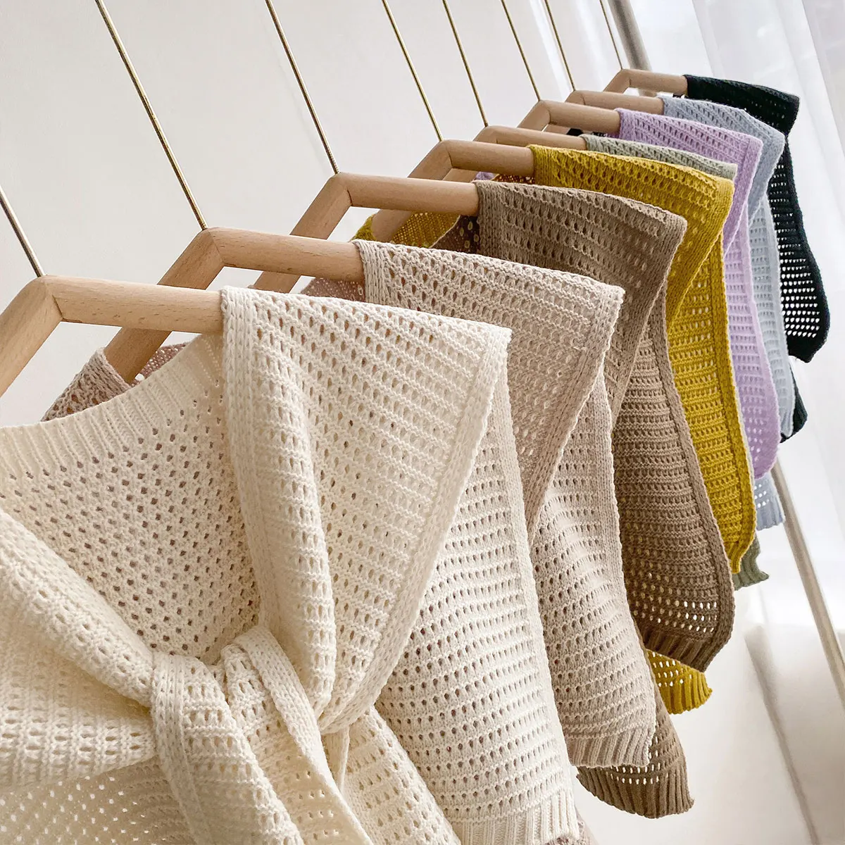 Korean Leisure Versatile Knitted Shawl Summer Air Conditioning Fake Collar Neck Cape Shoulder Solid color Scarf For Women