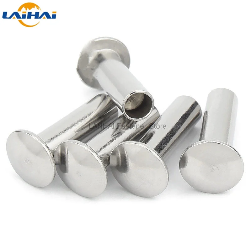 Rivets and Fasteners 10/50pcs M2 M2.5 M3 M4 M5 M6 GB873 Aluminum Round Flat Truss Head Half Semi Hollow Shank Rivet Diameter 2-6mm length 3-30mm