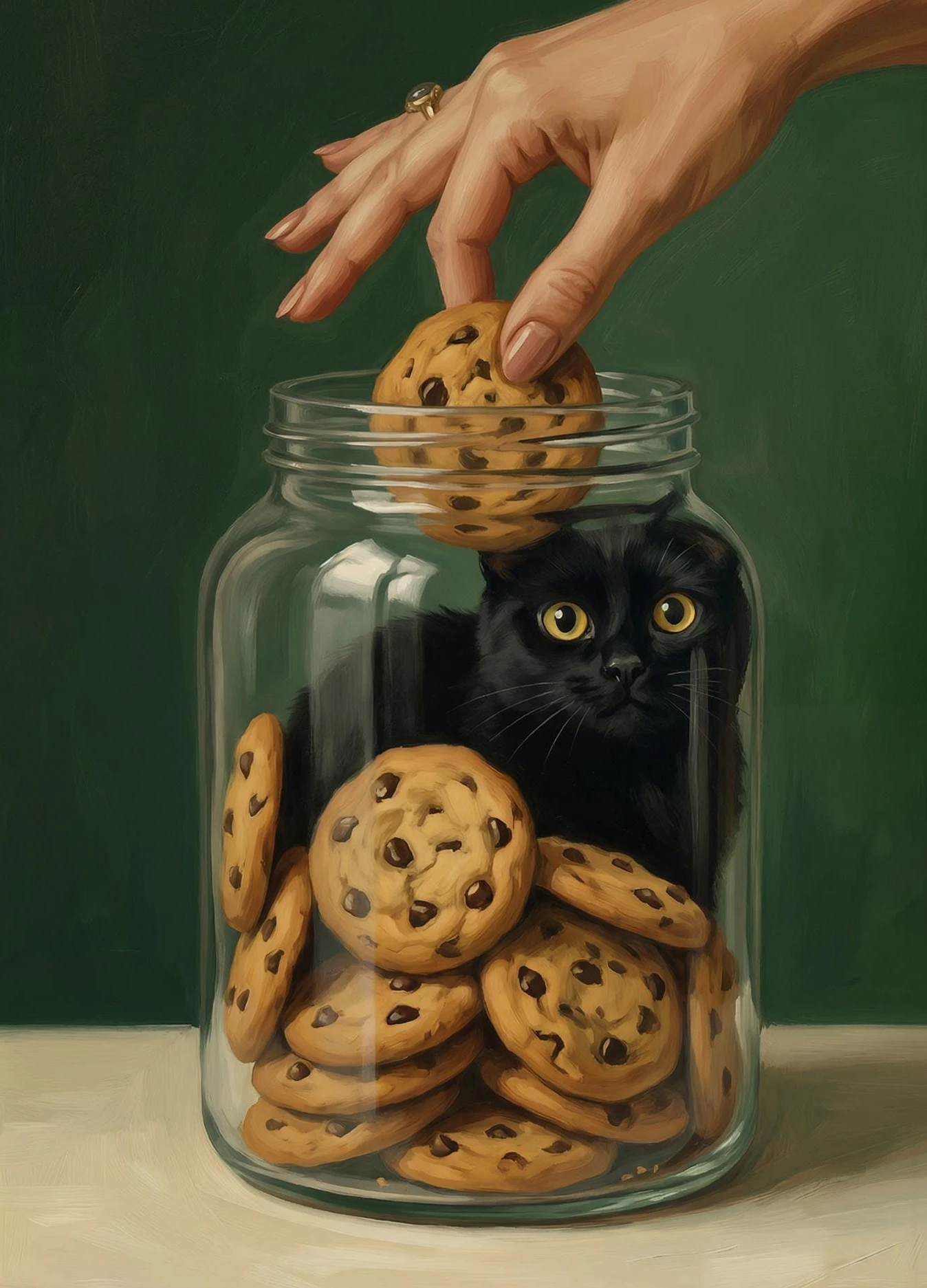 Charming Black Cat & Desserts Art Canvas