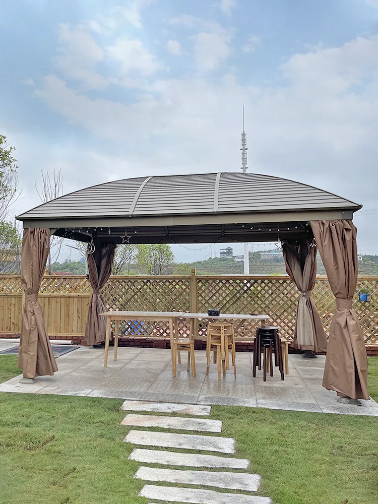 

Customizable 3.65*3m Modern Garden Waterproof Roof Gazebo Sunshade Gazebos Outdoor Luxury Aluminum Pavilion