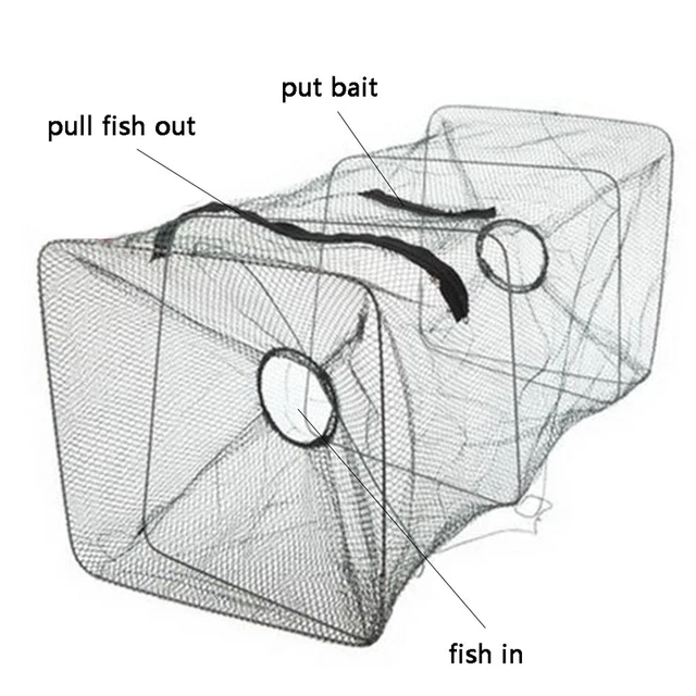 Fish Trap Net Fishing Gear Crab Prawn Shrimp Crayfish Lobster Crawdad Foldable 4