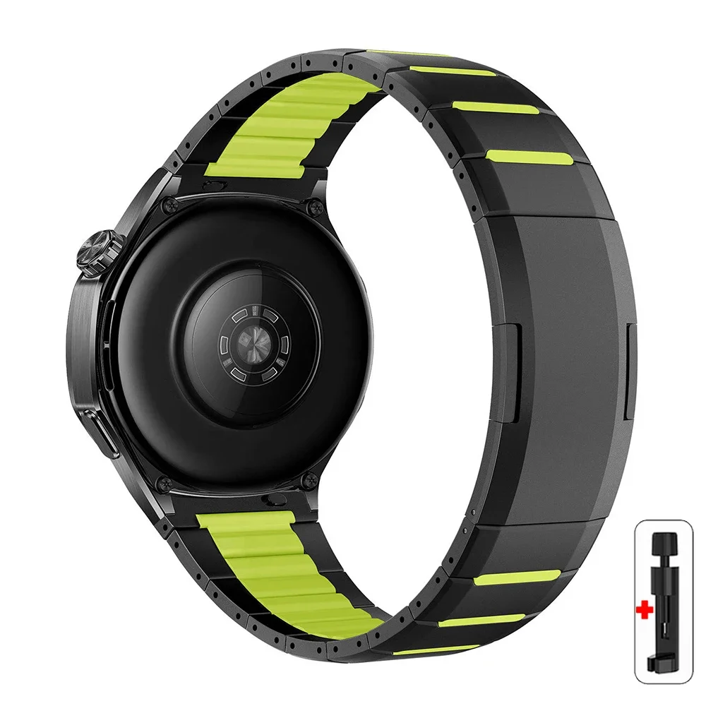 Premium Steel Watch Strap with Silicone Band - Elegant and Versatile Bracelet in 46mm Size