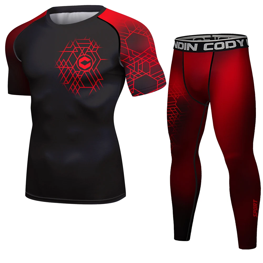 legging compressão conjuntos de fitness rashguard masculino