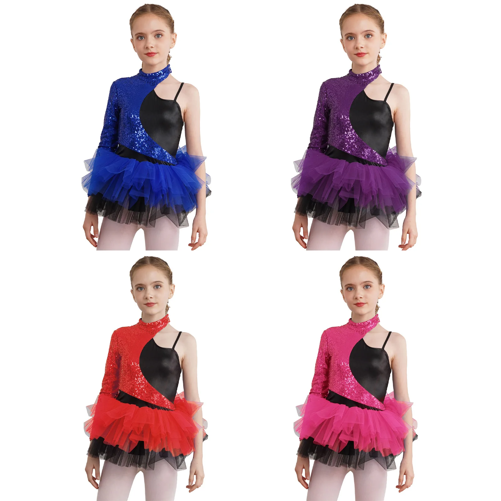 Robe De Danse Ballet Fille Sans Manches Cygne - Tutu Brillant, Dos Nu - Tailles 3-4 à 9-10 Ans - Pour Spectacle, Cours