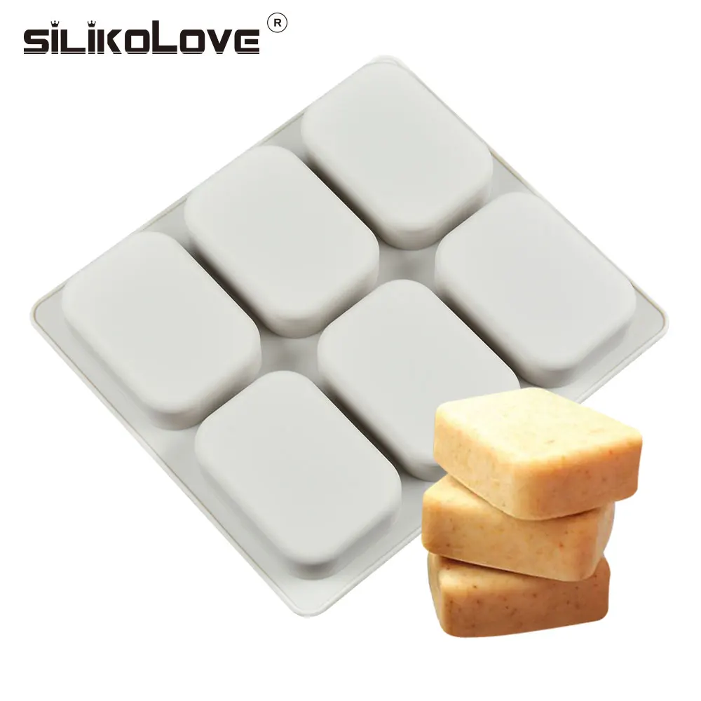 6 Holes Large Square Shape Silicone Soap Molds DIY Kitchen Tools Handmade Soap Making Craft Forms Moulds silicone mold