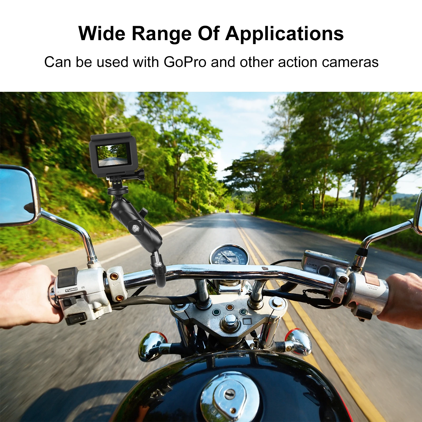 PULUZ Motorcycle Handlebar Fixed Mount U-Bolt Base Holder For GoPro and Other Action Cameras