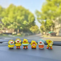 6pcs Cute Little Yellow Duck Anime Figure Ornaments for Car Interior Decor Gifts (6pcs)
