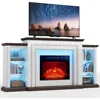 LED Electric Fireplace with Mantel, Fireplace TV Stand for 80 Inch TV, Modern Entertainment Center with Storage, Delicate 2