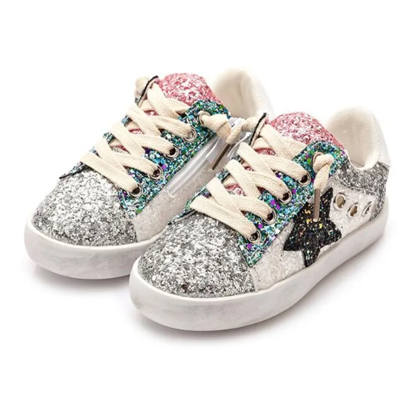 2022 New girls' shoes casual boys' Board Shoes Fashion sequins shoes Children's Glitter star shoes Princess Kids Sneaker child shoes girl Children's Shoes