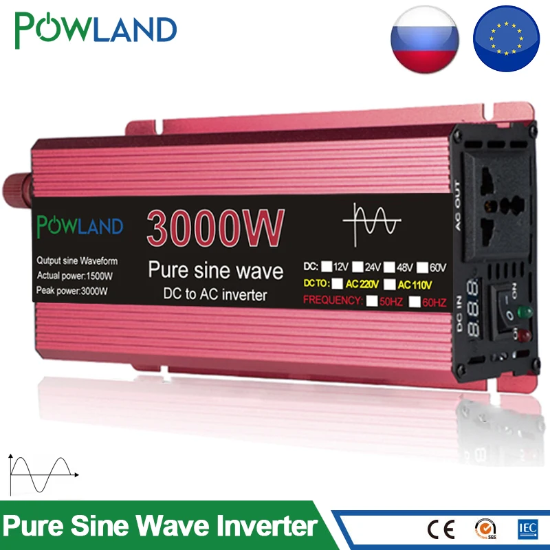 Inverter 1000W 12V To 230V - Onda Sinusoidale Pura Con Presa UE E USB, Display LCD, Per Auto/Campeggio - Foto 8