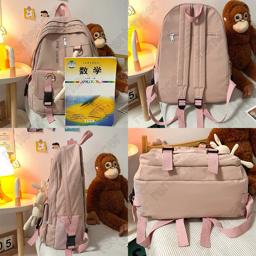 Kawaii Female Laptop Bag Women College Student Travel Backpack Cute Girl White School Bag Waterproof Nylon Lady Backpack Fashion