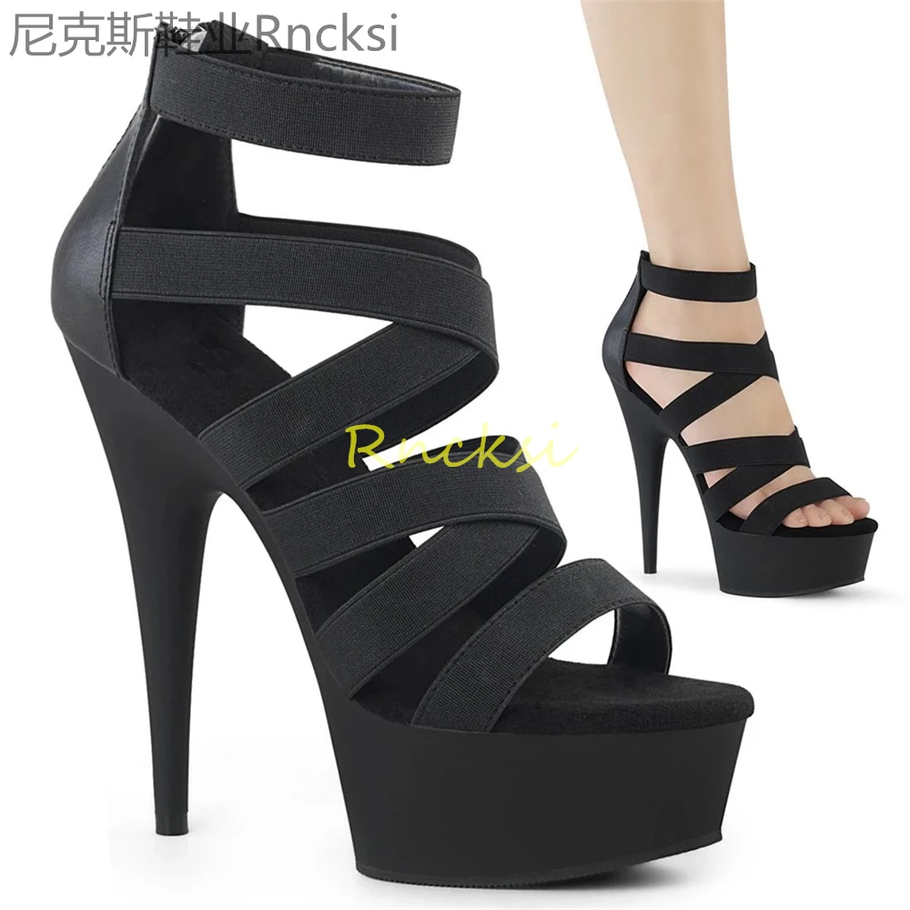 

15cm Summer sexy women's shoes, new products, ultra-high heels, stilettos and open-toed high heels, buckle with joker sandals.