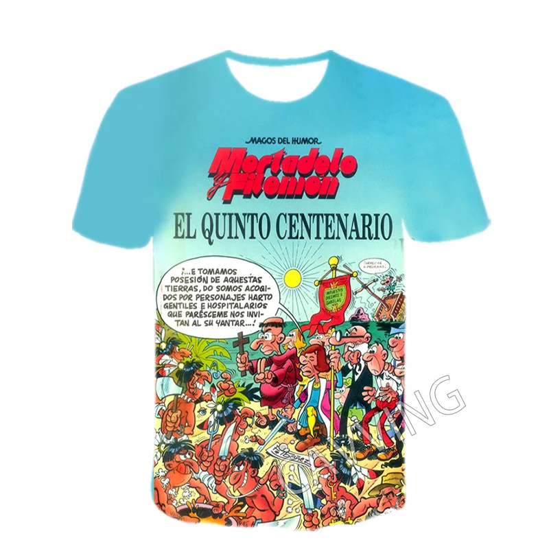 Stylish 3D Print Mortadelo y Filemón Graphic Casual T-Shirts - Unisex Harajuku Hip Hop Tops