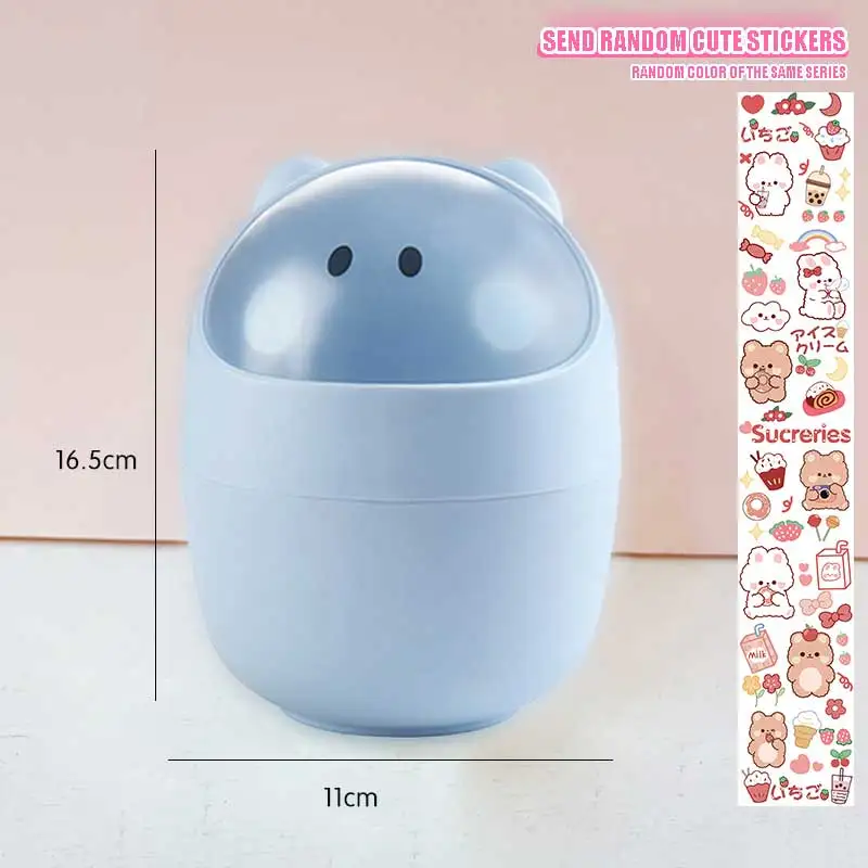 Poubelle De Bureau Ours Mignon Avec Couvercle Pour Filles, Corbeille à Papier, Boîte De