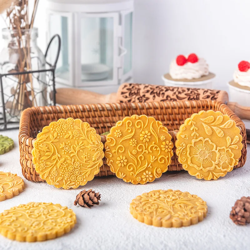 Beech Wood Embossing Rolling Pins for DIY Baking