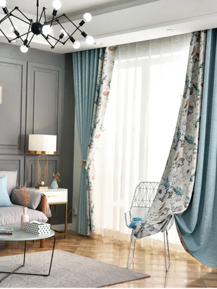 Cortinas opacas de algodón y lino con estampado nórdico para sala de estar y dormitorio, productos terminados personalizados, novedad