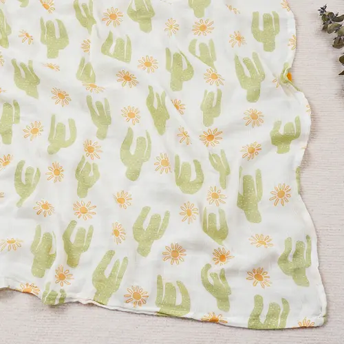 Elinfant Cute Soft Print Baby Towel Wrap 120x110cm Bamboo Cotton Baby Muslin Swaddle Blanket - Image 8
