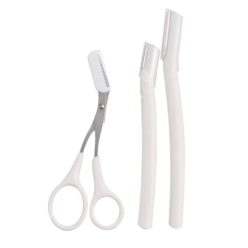 3/1pcs Eyebrow Scraper Trimmer Scissor for Eyebrow Nose Scissor Hair Facial Hair Removal Makeup Cutter Professional Beauty Tool