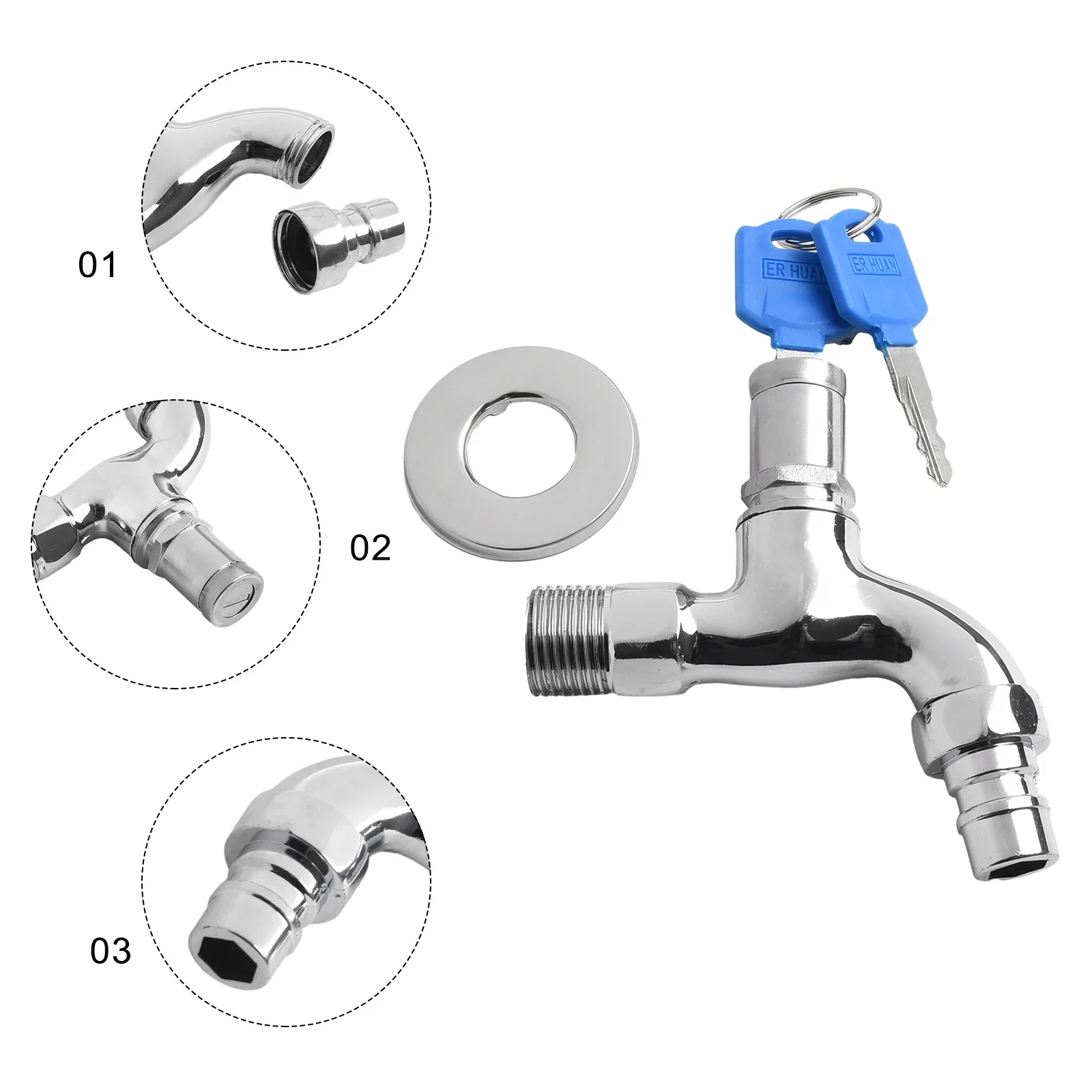 Faucet Lockable Sink Tap 1/2" 1PCS For Washing Machine