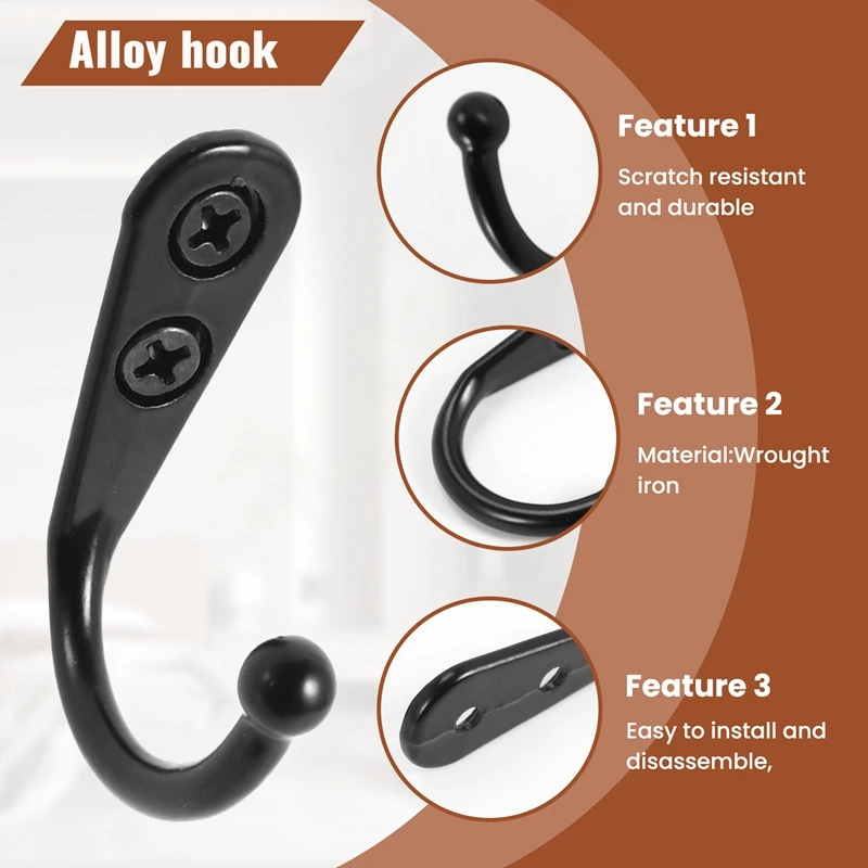 14 PCS Wall Mounted Hooks Coat Hooks Door Robe Hook For Hanging Towel Hat Key Cup Single Metal Hook For Bedroom-A021