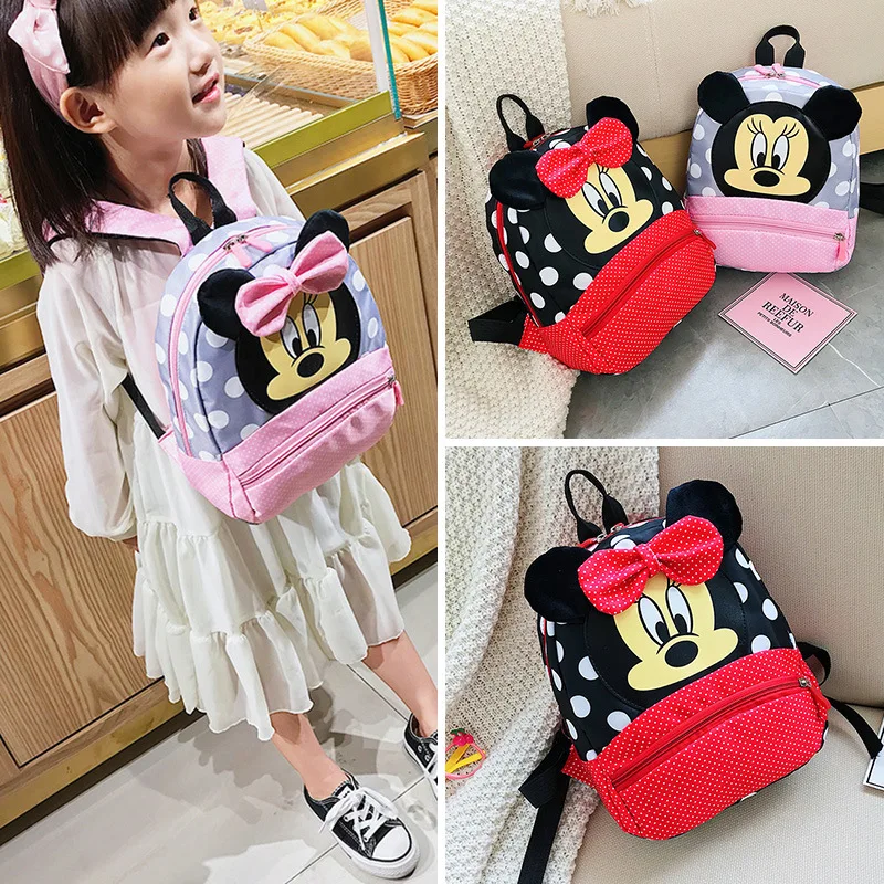 28X22X9 cmDisney Cartoon shoulder bag Backpack For Baby Boys Girls Minnie Mickey Mouse Lovely Schoolbag Kindergarten Kids gift