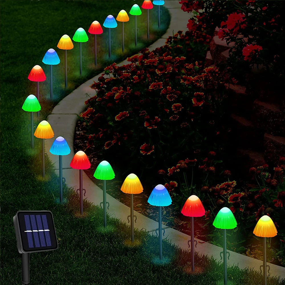 new solar raindrop fairy string lights outdoor 20 30 50 led waterproof christmas lights for party wedding garden holiday decor 10/20/30 LED Outdoor Solar Mushroom String Lights Solar Garden Lights Waterproof Landscape Lamp For Wedding Party Xmas Holiday