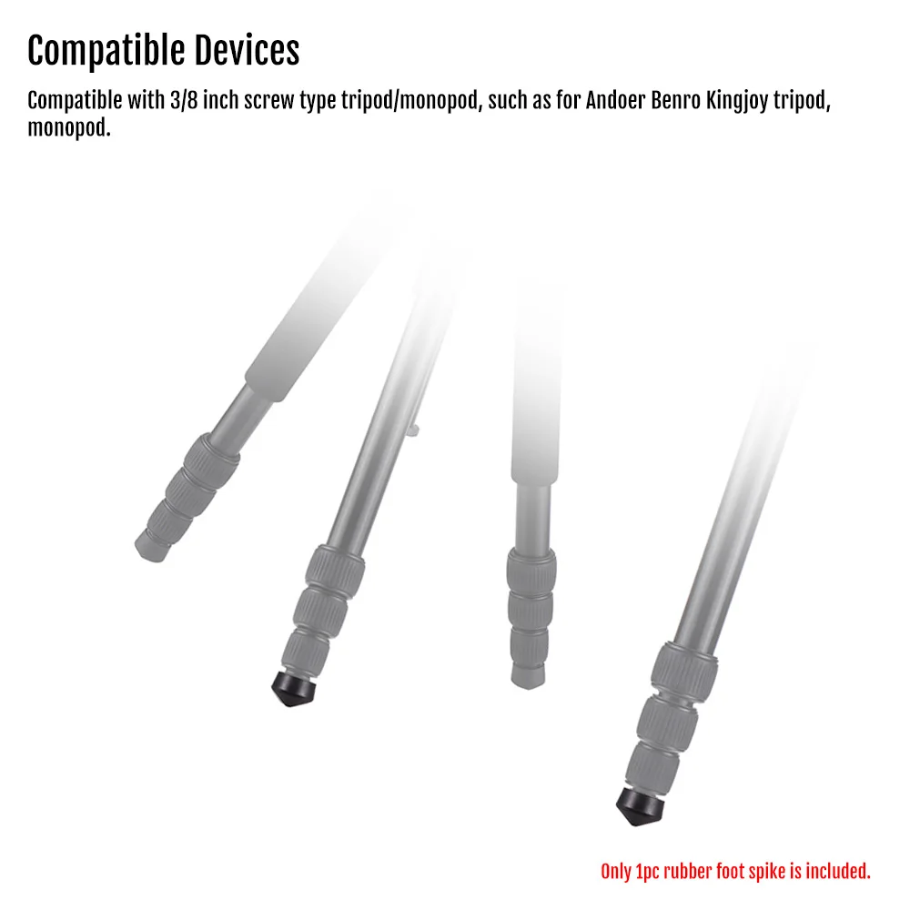 Universal Anti-slip 3/8 Inch Tripod Monopod Rubber Foot Spike for Andoer Benro Gitzo Manfrotto Tripod Monopod Tripod Foot Pad