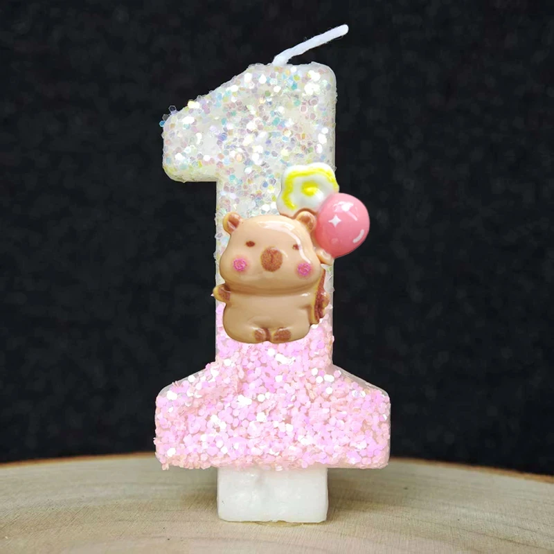 Kawaii Kerze Capybara 0-9 Nummer Geburtstagstorten-Dekoration Kapibala Tortenstecker für Geburtstag – Detail 12