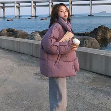 

Autumn and Winter New Fashion Trend Solid Color Lazy Wind Solid Color Loose Down Jacket Plus Velvet Thick Thick Warm Jacket