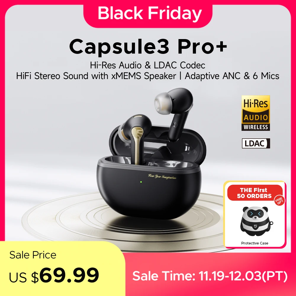 SoundPEATS Capsule3 Pro+ ANC Wireless Earphone Hi-Res Audio