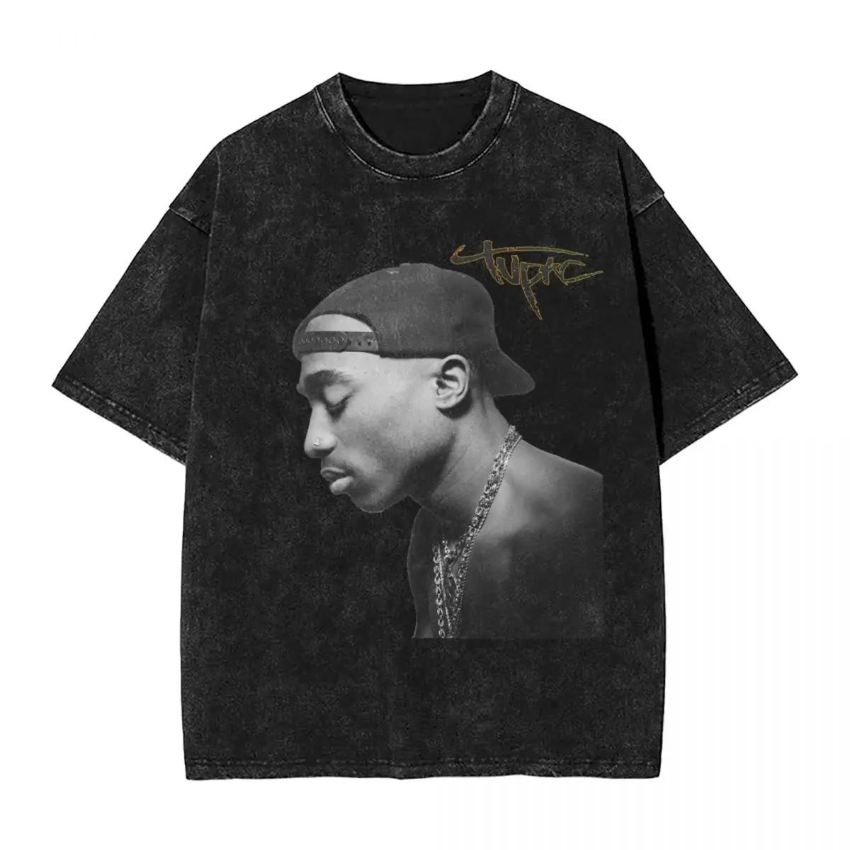 

Rapper Tupac woman Men Washed T-Shirt Hot stamping Print Tees,Harajuku Cotton Tshirt Men's Summer Short Sleeve Tees