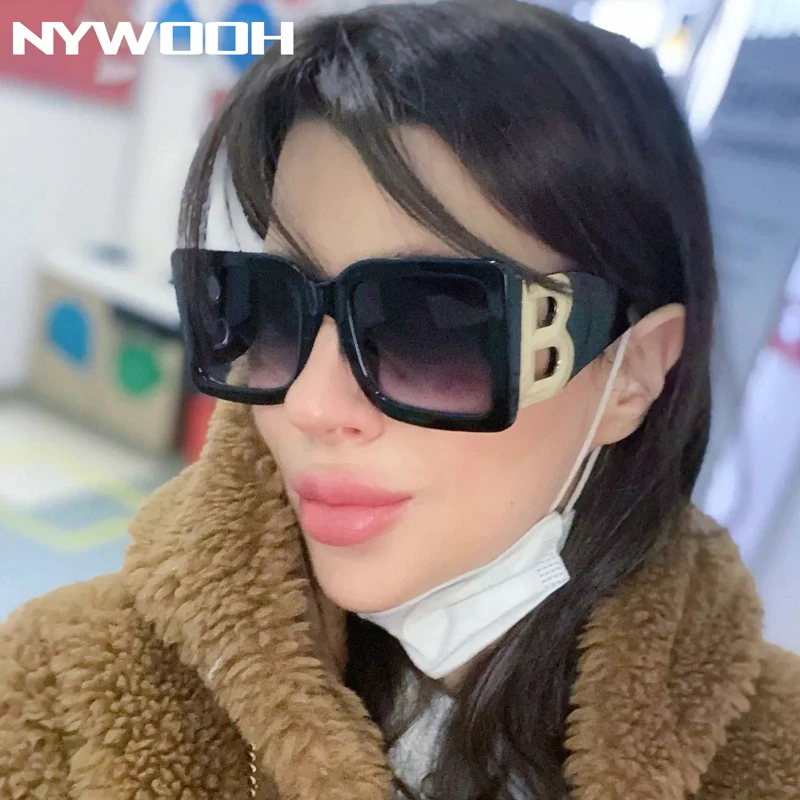 

NYHOOW Fashion Square Sunglasses for Women Letter B decoration Sun Glasses Men UV400 Women men Eyewear Beach Goggles UV400