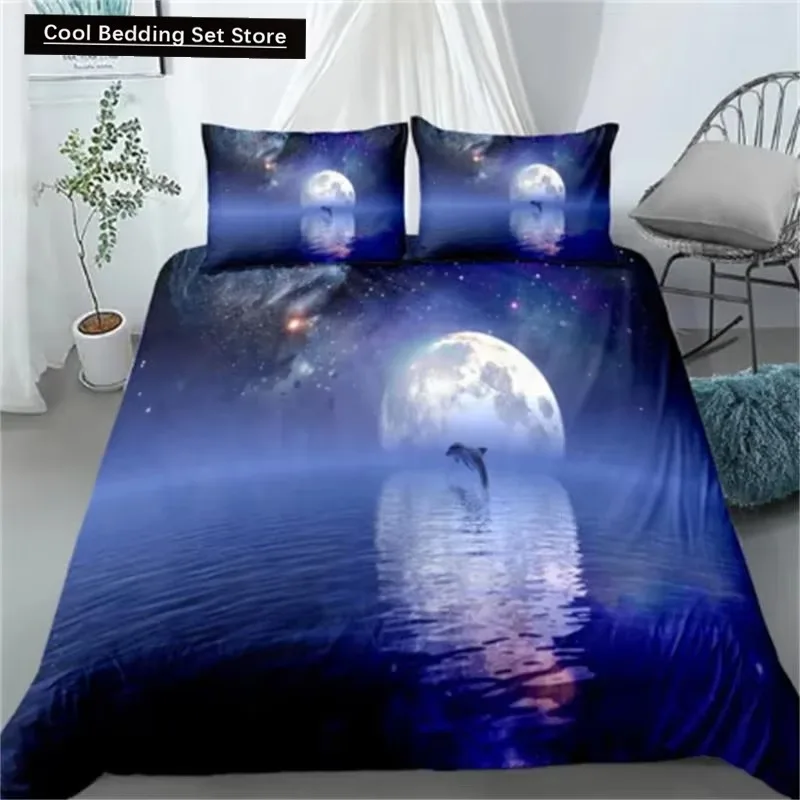 Hot Dolphin Bedding Sets Anime Sea HD Dolphin Bedspread for Teens Girls Fashion Twin Single Queen King Full Size Duvet Cover 6