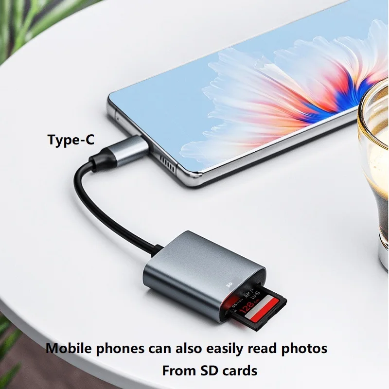 USB C SD Card Reader Adapter Type C Micro SD Memory Card Reader for TF Micro SDXC SDHC Compatible with iPhone 15/16 Galaxy memory card reader