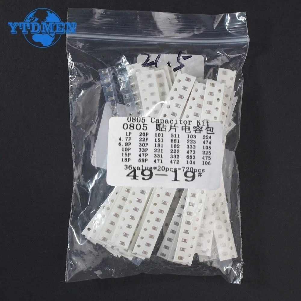 36Values 1pF-10uF Electronic Capacitor Set 0603 0805 1206 SMD Ceramic Capacitors Assortment Kit 36 Values X 20pcs=720pcs ceramic capacitor