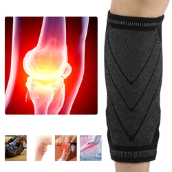 Black A pair Unisex Calf Protector Knitted Nylon Four-way Stretch Compression Leg Protector Sports Knee Pad Running Basketball