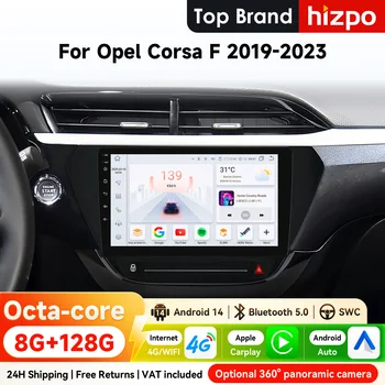 Radio de Coche Android Hizpo 2Din de 9 Pulgadas para Opel Corsa F 2019-2023, Auto CarPlay, RDS, DSP, BT, GPS, 4G, WiFi, Bluetooth, SWC, 360 ° CAM 1