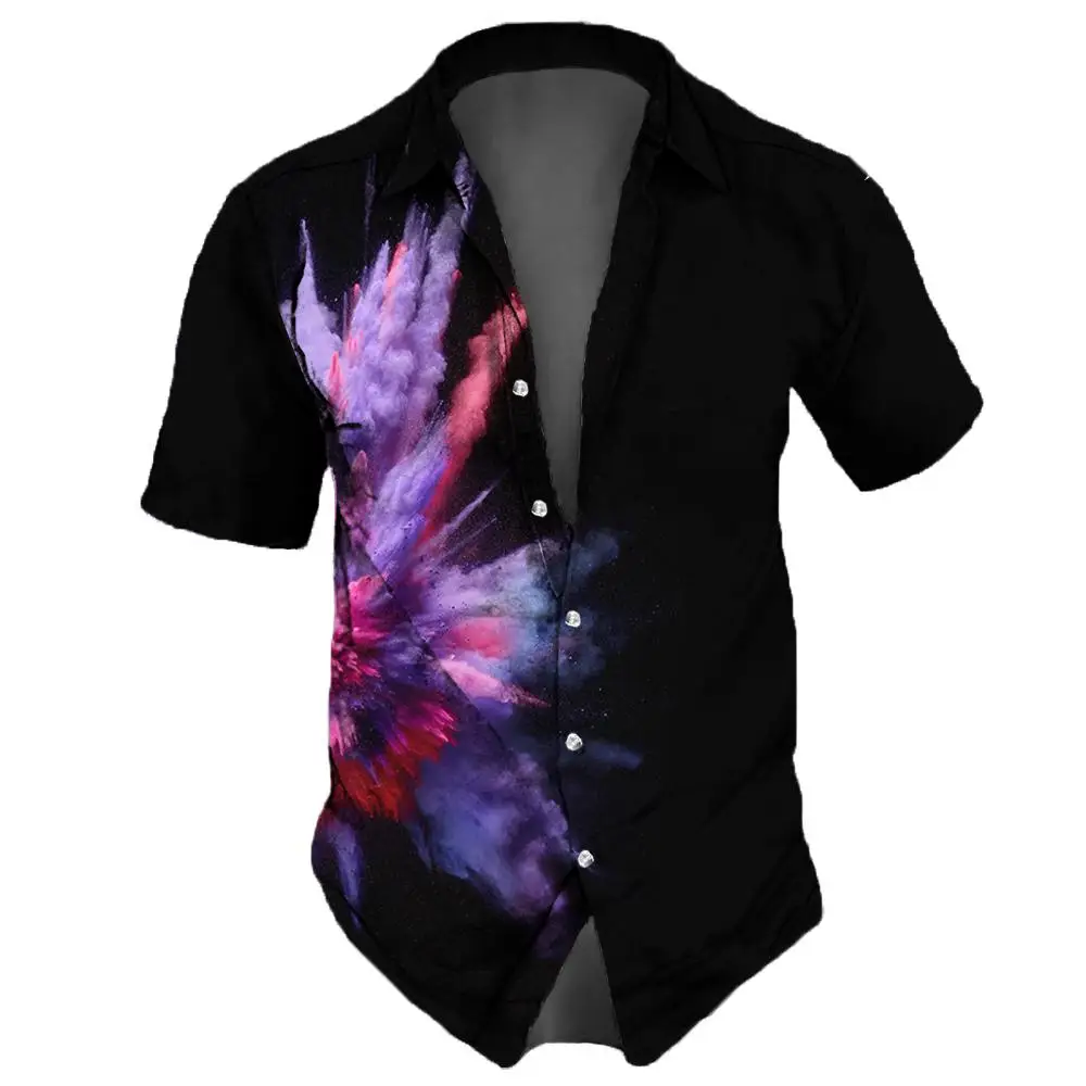 

Мужская винтажная гавайская рубашка, рубашка в стиле ретро, с короткими рукавами и принтом граффити, в стиле хип-хоп, лето 2023