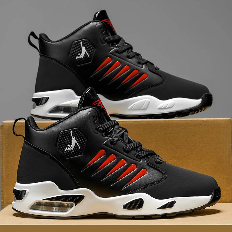 Men's Basketball Shoes - Comfortable Athletic Casual Shoes with Cushioned Rubber Soles, Lace-Up Design Suitable for Gym, Basketball, Jogging - All-Season Performance Shoes, Lightweight for Everyday Wear, Wear-Resistant and Durable