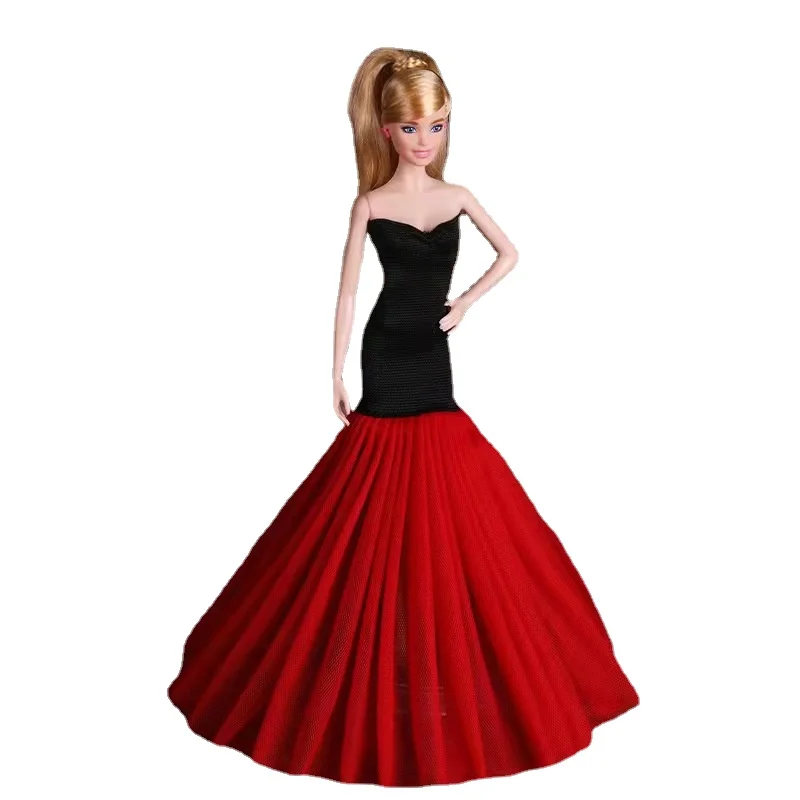

Red Black 11.5" Doll Dresses for Barbie Doll Clothes for Barbie Outfits Princess Fishtail Party Gown 1/6 Dolls Accessories Toys