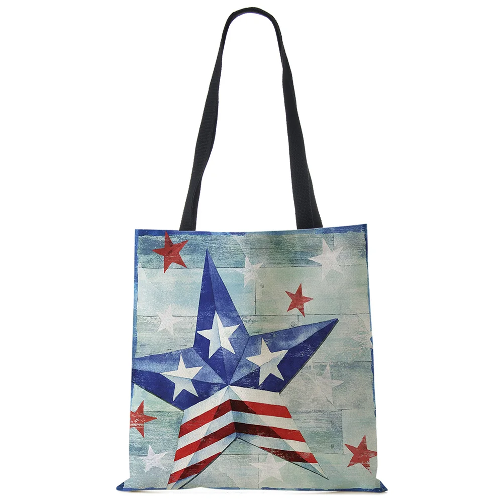 USA Independence Day Print Tote Shoulder Bag For Women Shopping Reusable Bags Large Travel School Beach Bags